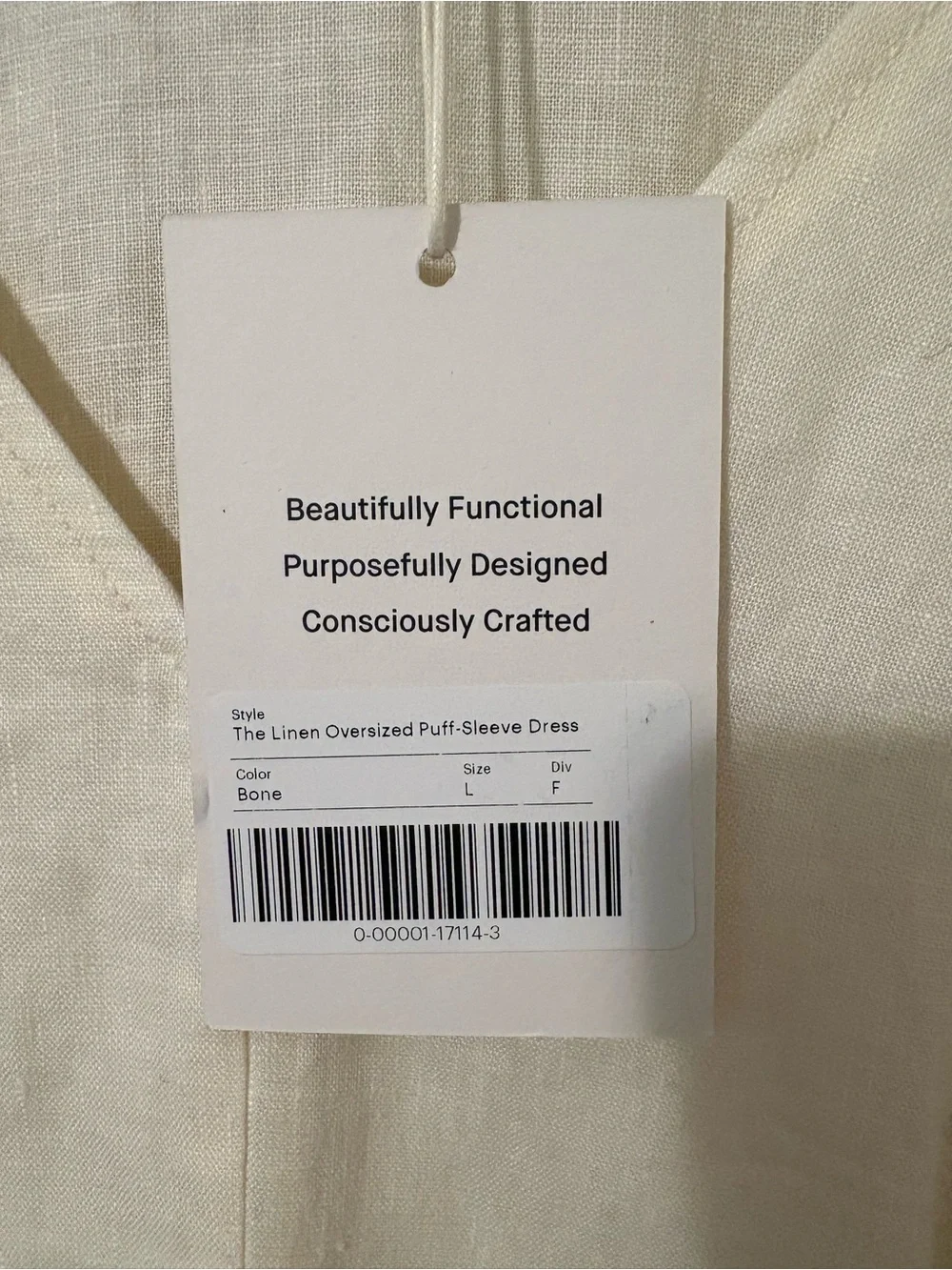 Everlane Linen Oversized Puff Sleeve Dress 100% European Flax Lux Pockets Large - Picture 9 of 12